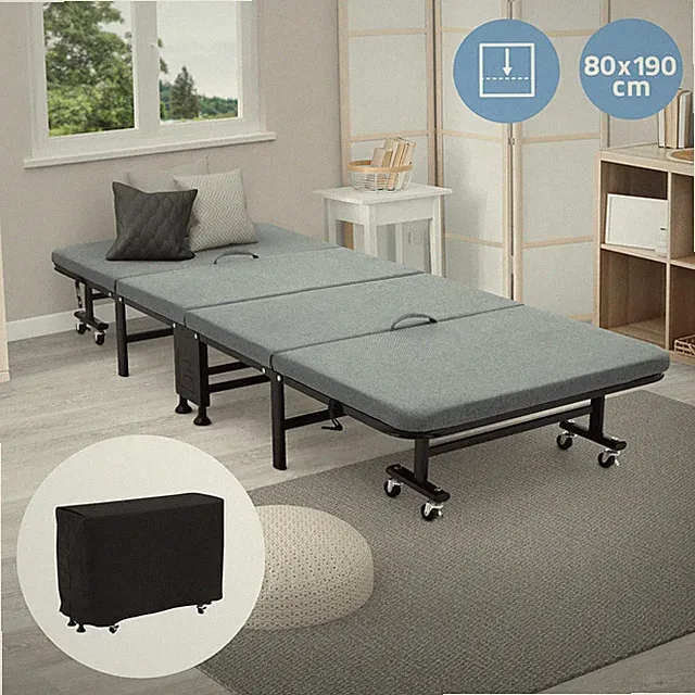 Gästebett Einzelbett Klappbett Metallbett Faltbett klappbar rollbar 80x190 cm