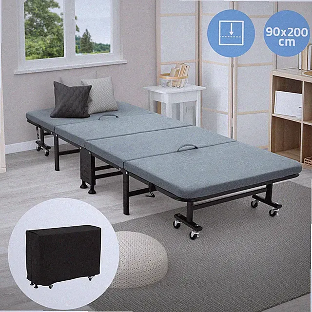 Gästebett Klappbett Einzelbett Metallbett Faltbett klappbar rollbar 90x200 cm