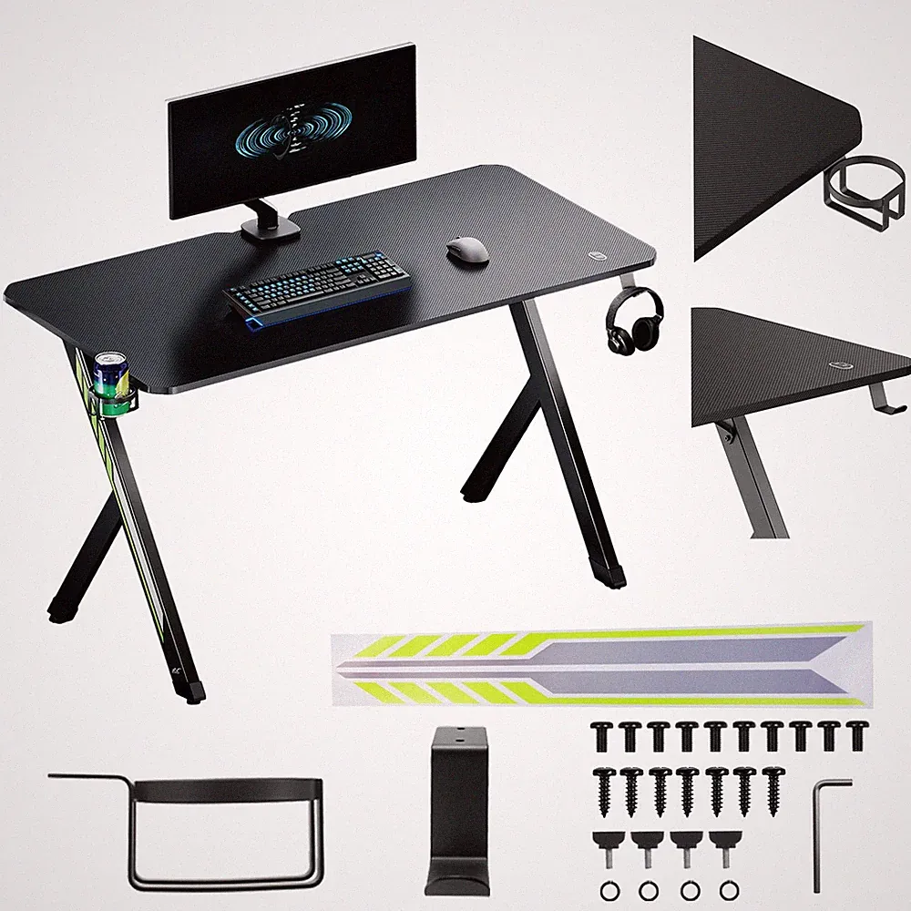 Gaming-Computertisch Schreibtisch Schwarz 120x60cm 75kg