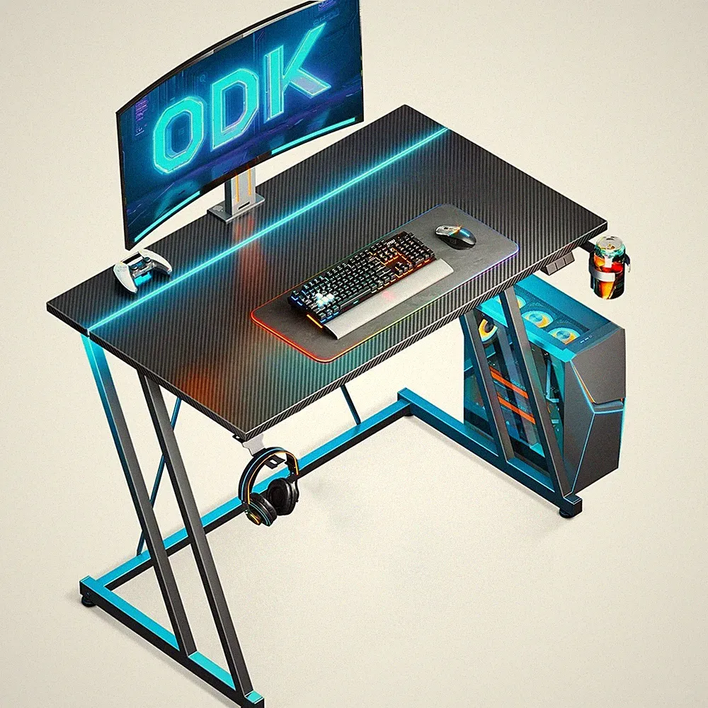 Gaming Schreibtisch LED 80x50 cm Schwarz ODK Computertisch