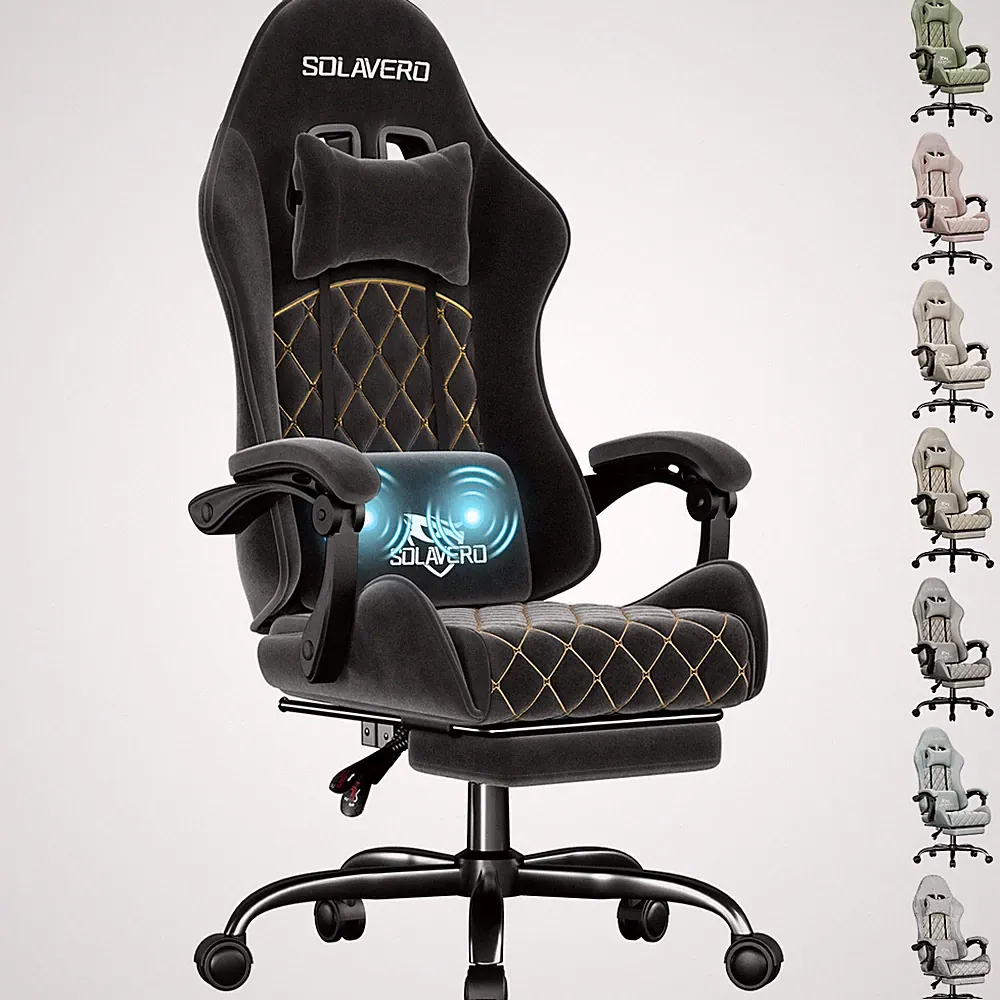 Gaming Stuhl Ergonomischer, gamer stuhl mit Massage-Lendenkissen & Fußstütze