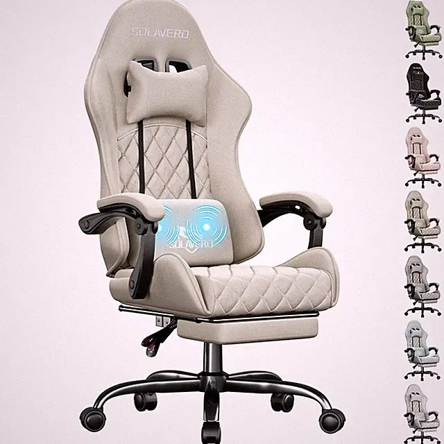 Gaming Stuhl Ergonomischer, gamer stuhl mit Massage-Lendenkissen & Fußstütze