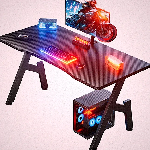 Gaming Tisch 80x50cm Computer Desk Carbon Fibre Office PC Gamer Schreibtisch