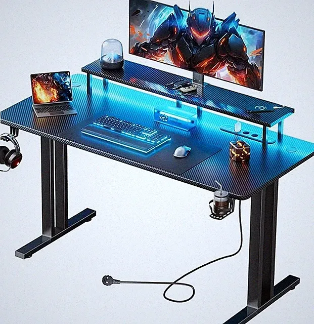 GAMING TISCH MIT RGB LED CARBONOPTIK