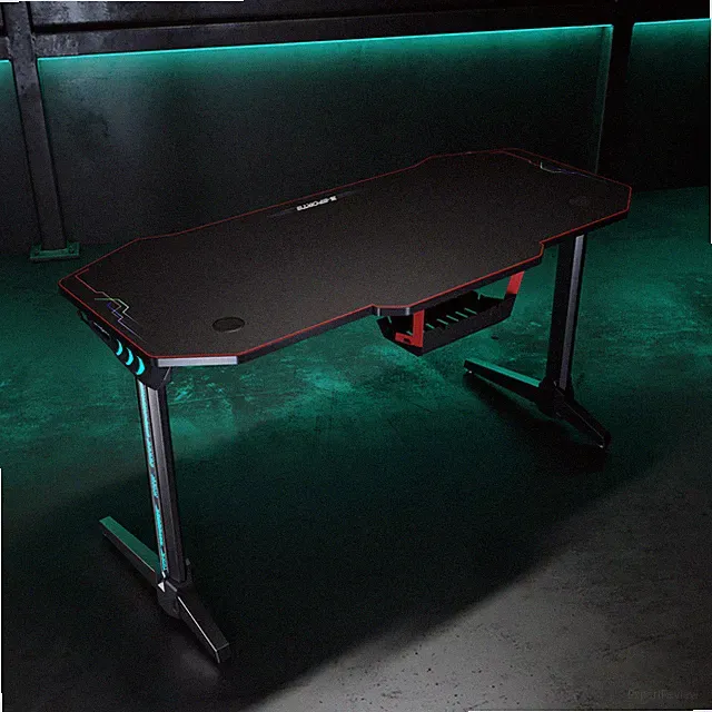 Gaming Tisch schwarz Computertisch 140cm Schreibtisch Ergonomischer Carbon Optik