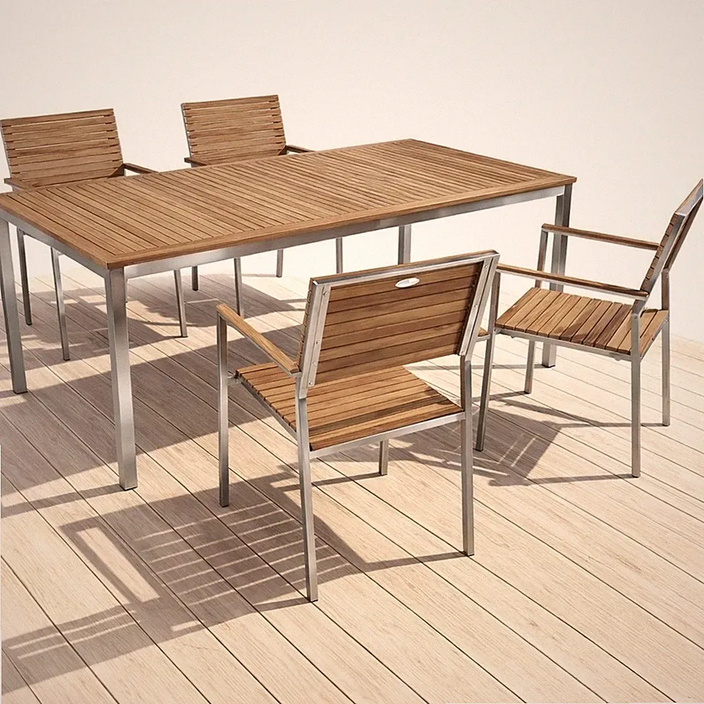 Garden Pleasure DENVER Sitzgruppe 5-tlg. Teak Edelstahl Gartenmöbel set
