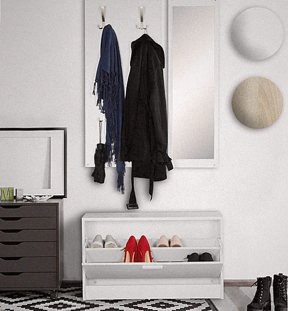 Garderobe Flurgarderobe Paneel Wandgarderobe Spiegel Komplett Set Kompakt Flur