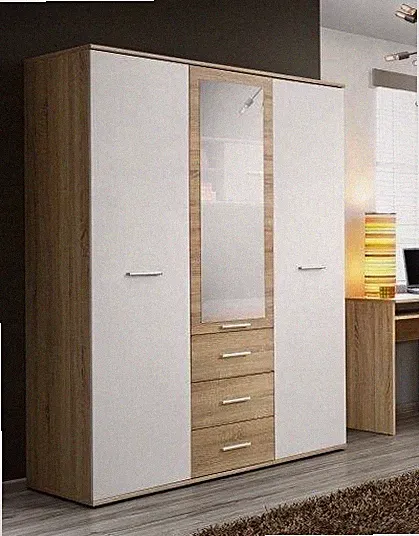 Garderobe Schlafzimmer Kinderzimmer Schrank Kleiderschrank DINO drei Türig Eiche