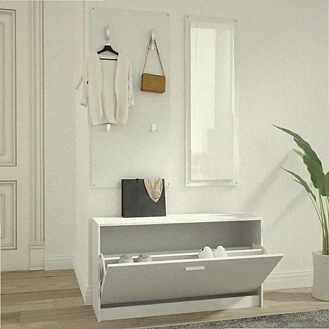 Garderoben Kleiderständer Schrank Flur 3-in-1 Schuhschrank Schuhkipper Spiegel