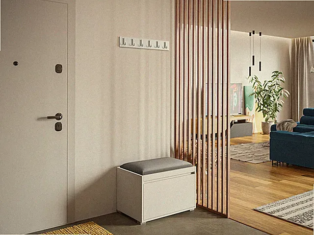Garderoben-Set Lekimo 60 mit Polsterpaneel 60x30 Schrank Sitzbank und Haken M24