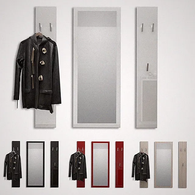Garderoben Set Paneel Wandgarderobe Wandhaken Spiegel Flur Möbel Spot Hochglanz