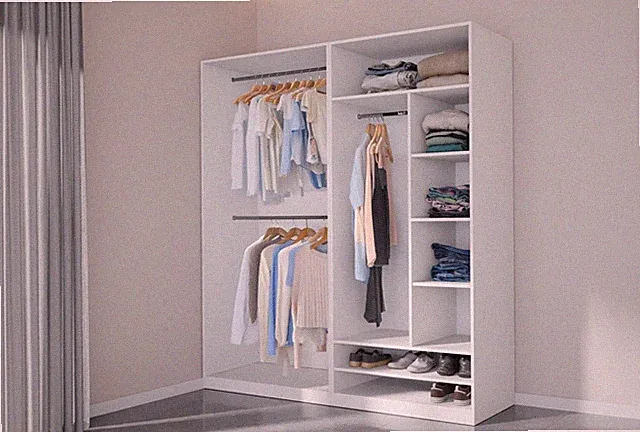 Garderoben-Set TRES A/B offener Kleiderschrank 190x206cm Kleiderstangen Fächer