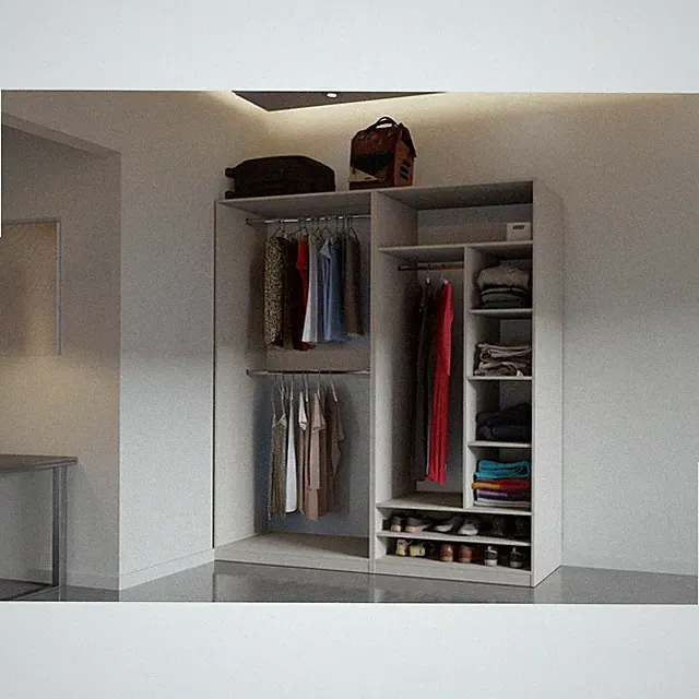 Garderoben-Set TRES A/C offener Kleiderschrank 190x206cm Kleiderstangen Fächer