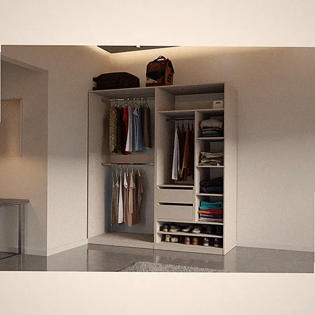 Garderoben-Set TRES C/C offener Kleiderschrank 190x206cm Kleiderstange Schublade