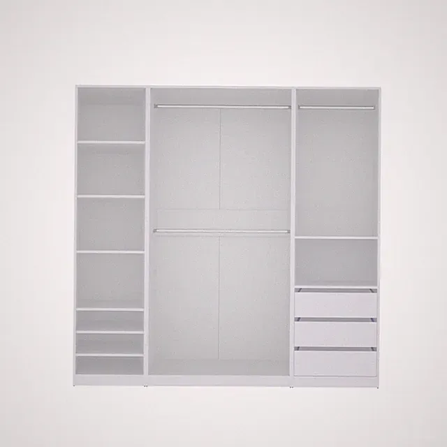 Garderoben-Set TRES J/B offener Kleiderschrank mit 3 Kleiderstangen 3 Schubladen