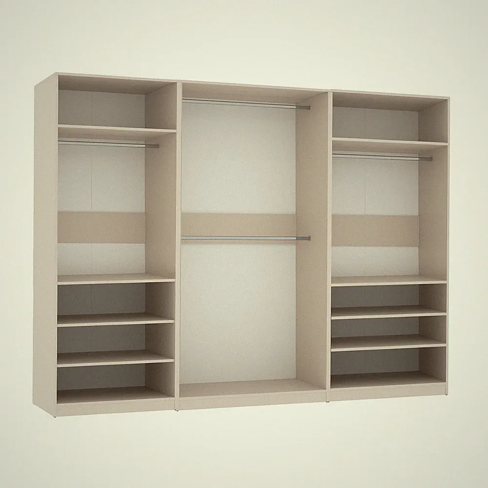 Garderoben-Set TRES O/C offener Kleiderschrank mit 4 Kleiderstangen und Fächer