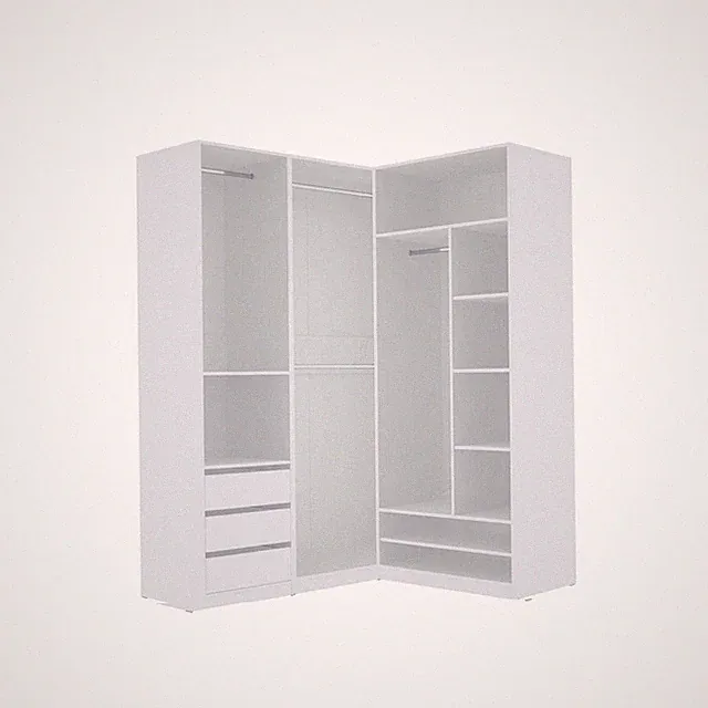 Garderoben-Set TRES P/B offener Kleiderschrank mit 4 Kleiderstangen 3 Schubladen