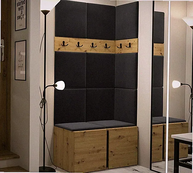 Garderoben-Set Truleko I mit Polsterpaneel 42x42 Modern Sitzbank Schrank M24