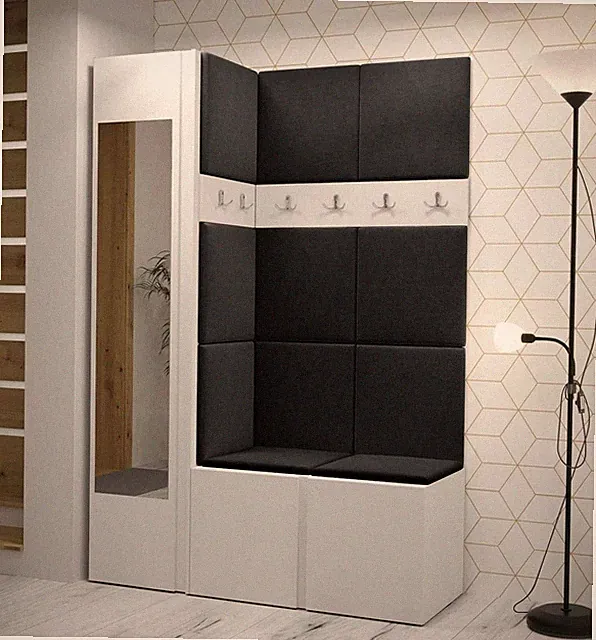 Garderoben-Set Truleko X mit Polsterpaneel 42x42 Schrank mit Sitzbank Haken