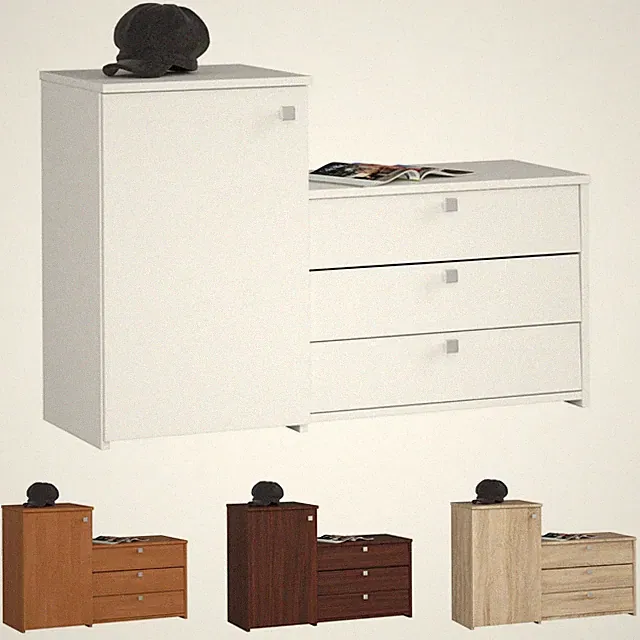 Garderobenkommode und Schuhschrank AKORD S16 mit 4 Schuhkipper B98,4xH68xT33 cm