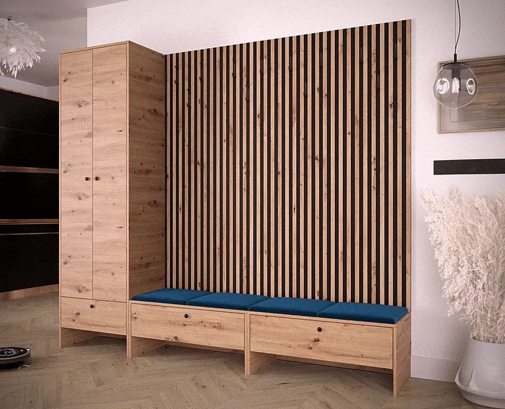 Garderobenschrank Kirtan VI 42x42 Sitzbank Garderoben-Set Kleiderschrank M24