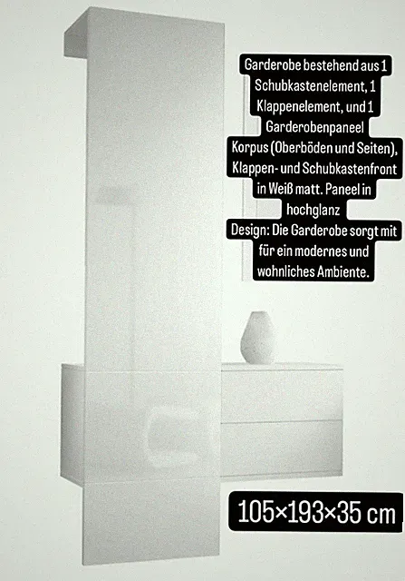 Garderobenschrank weiß hochglanz NEU ohne Verpackung Neupreis 326 €