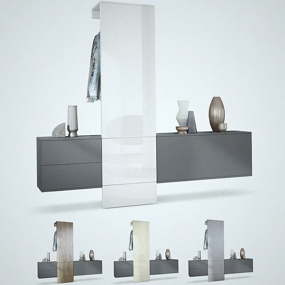 Garderobenset Flur Garderobe Diele Paneel Möbel Carlton Set 1 in Anthrazit