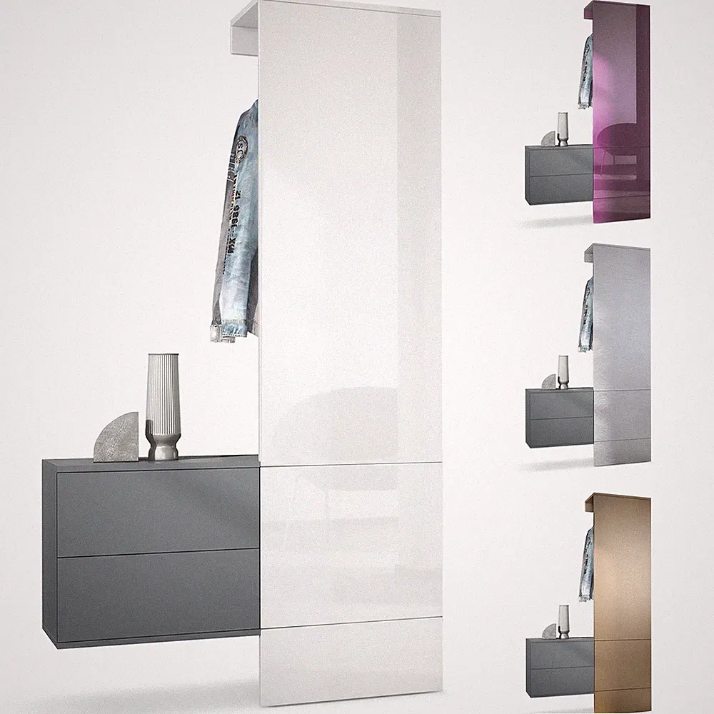 Garderobenset Flur Garderobe Diele Paneel Möbel Carlton Set 2 in Anthrazit