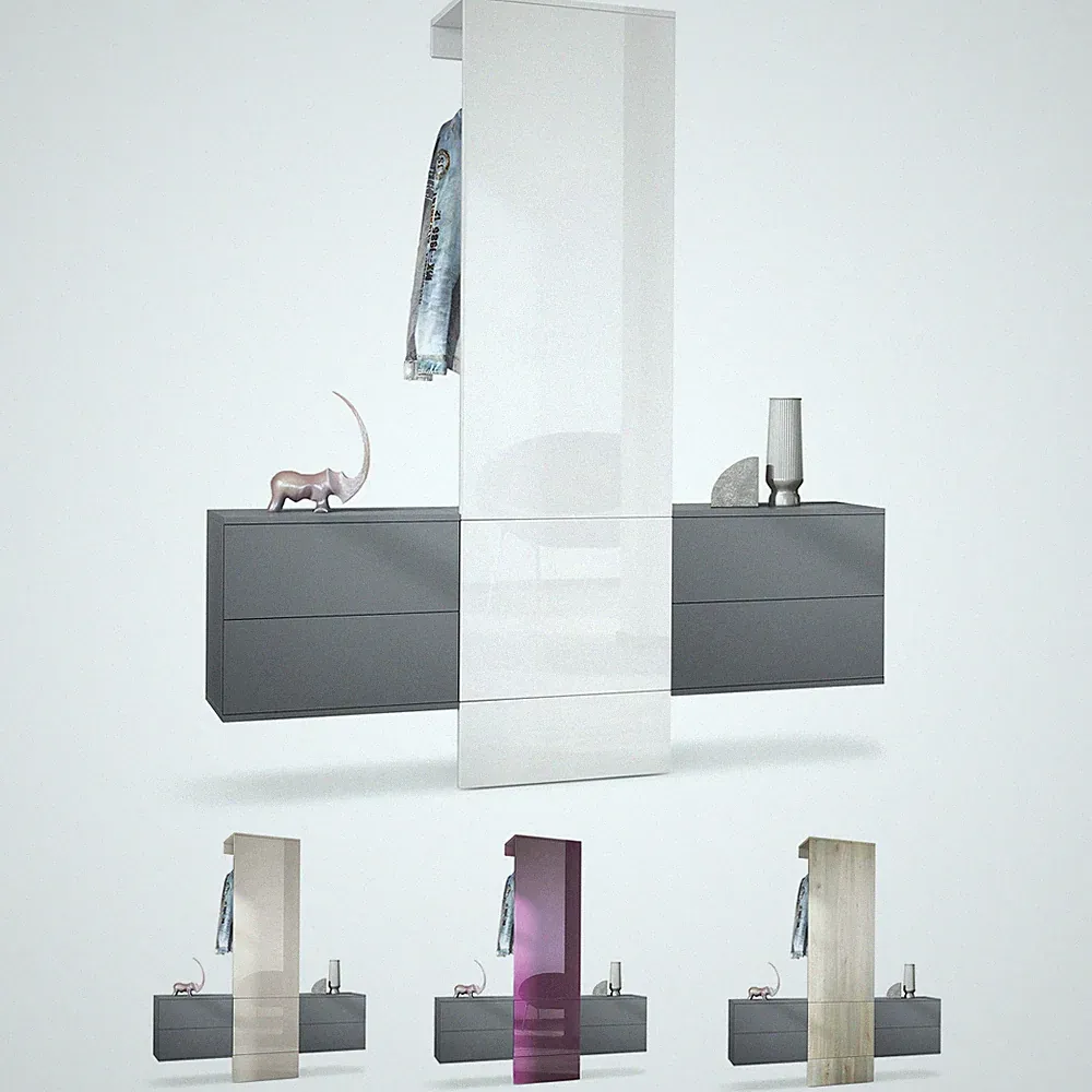 Garderobenset Flur Garderobe Diele Paneel Möbel Carlton Set 3 in Anthrazit