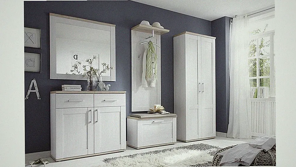 Garderobenset Set Garderobe Romance Flurmöbel Sibiu Lärche San Remo hell