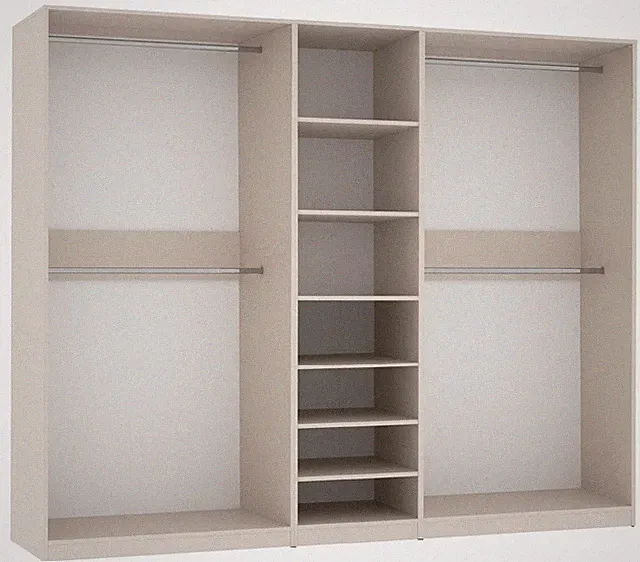 Garderobenset TRES Y/C offener Kleiderschrank 250x206 Kleiderstangen und Fächer