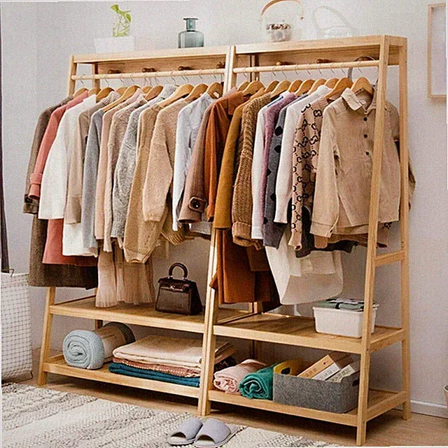 Garderobenständer Schwerlast Kleiderständer Massivholz Garderobe XXL Lagerraum