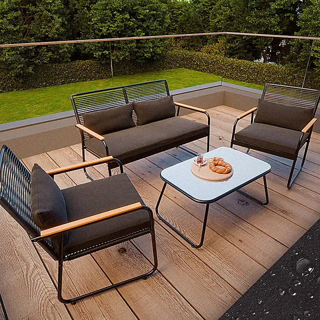 GARMIO® Rattan Sitzgruppe Sitzgarnitur Gartenmöbel Essgruppe Lounge Set RIMINI