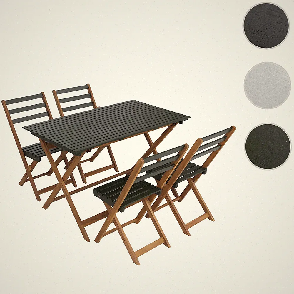 Garnitur HWC-P72, Gartenmöbel-Set Essgruppe 4x Stuhl Tisch, Akazie Holz klappbar
