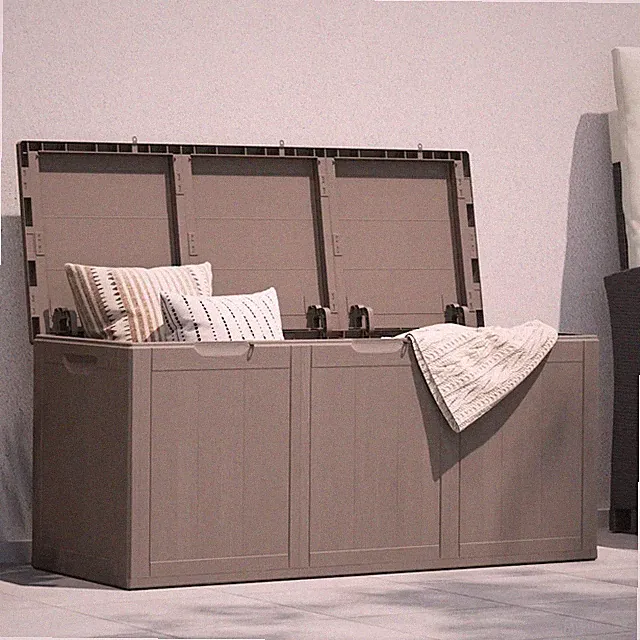 Garten-Aufbewahrungsbox 270 L Braun PP-Holzoptik
