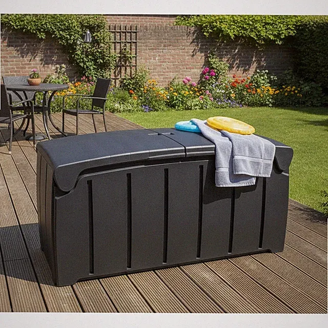 Garten Aufbewahrungsbox 322L Wasserdicht Abschließbar Gartenmöbel Werkzeuge Schwarz