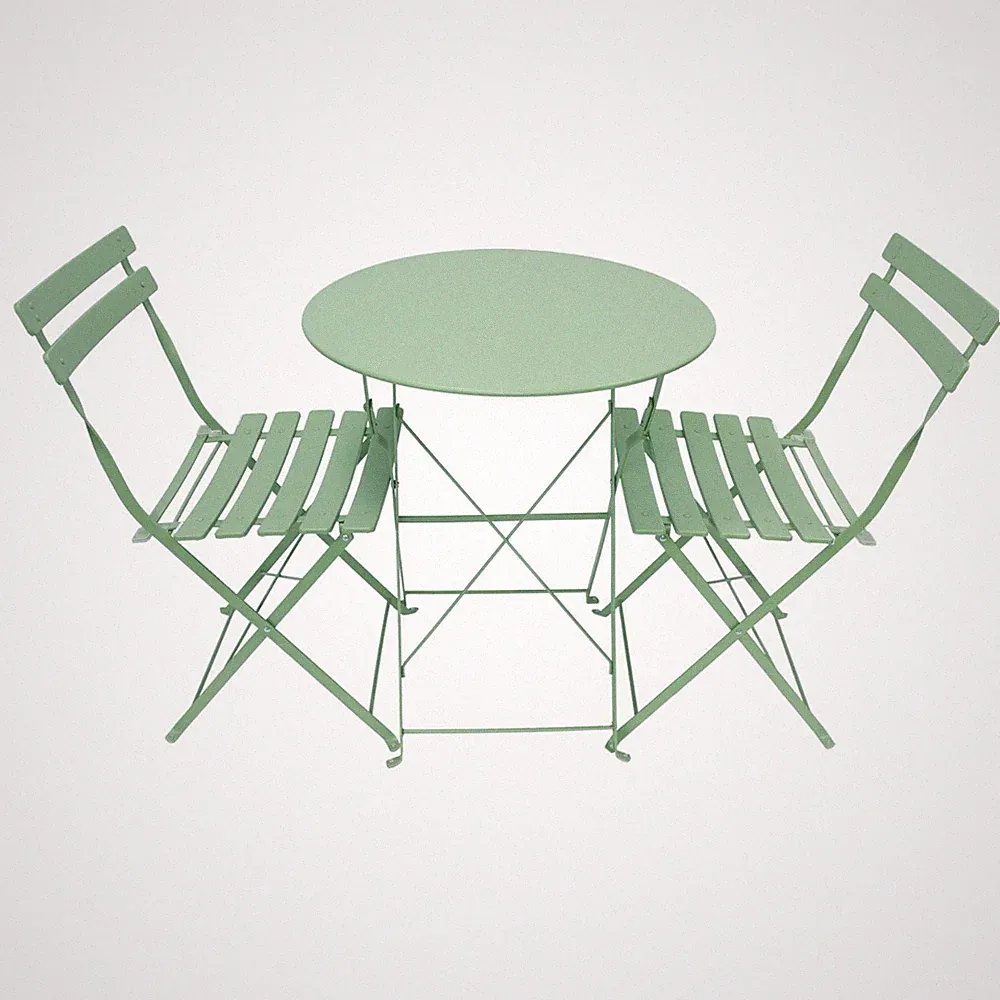 Garten Balkon Möbel Bistro Set Tisch 2 Stühle klappbar Metall grün landhauswelt