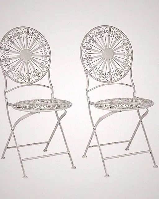 Garten Bistro Stühle Set Zusammenklappbar Metall gealtert Effekt Weiß Scafa