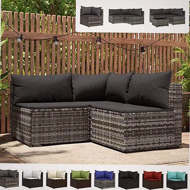 Garten Ecksofa mit Kissen Poly Rattan Gartenmöbel mehrere Auswahl vidaXL