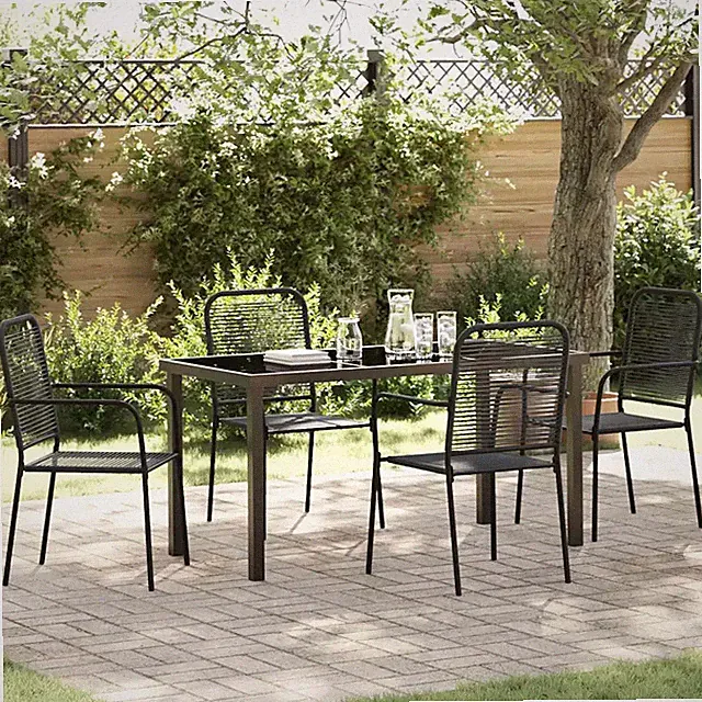 Garten Essgruppe 5 pcs Schwarz Pulverbeschichteter Stahl