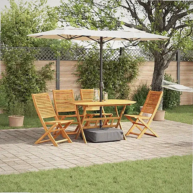 Garten Essgruppe Braun Massivholz Akazie Outdoortisch-Set Essensemble vidaXL