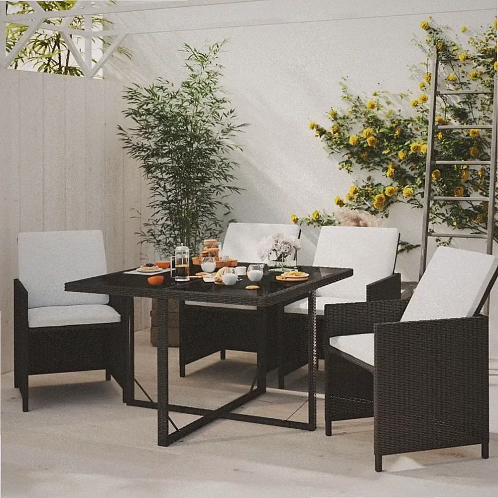 Garten Essgruppe Gartenmöbel Gartengarnitur Sitzgruppe 5-tlg. Poly Rattan