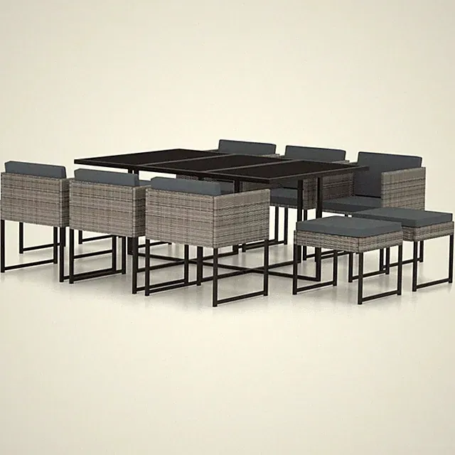 Garten Essgruppe Gartenmöbel Gartengarnitur Sitzgruppe Poly Rattan vidaXL