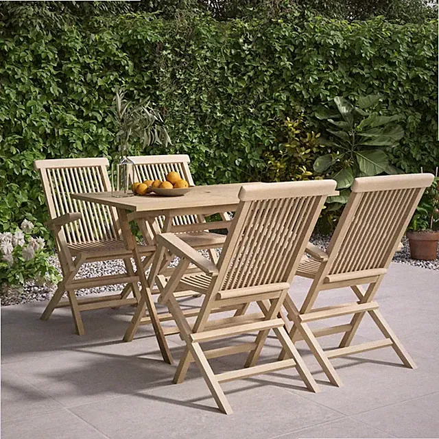 Garten Essgruppe Gartenmöbel Set Gartengarnitur Grau Massivholz Teak
