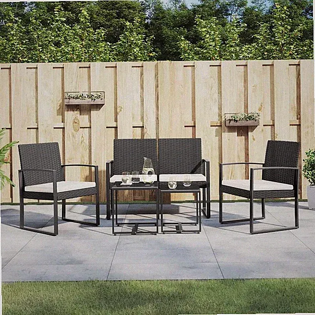 Garten Essgruppe Kissen Sitzgruppe Garnitur Gartenmöbel 5-tlg. PP Rattan vidaXL