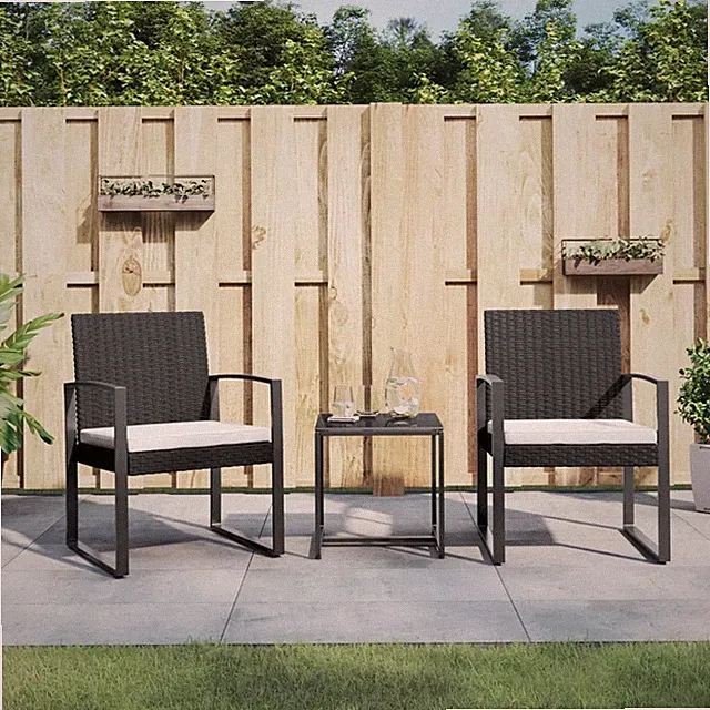 Garten Essgruppe mit Kissen Gartenmöbel Sitzgruppe 3-tlg. PP-Rattan vidaXL