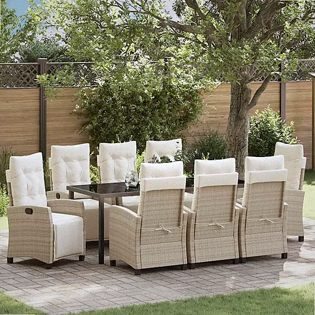 Garten Essgruppe mit Kissen Poly-Rattan Gartenmöbel Esszimmermöbel vidaXL