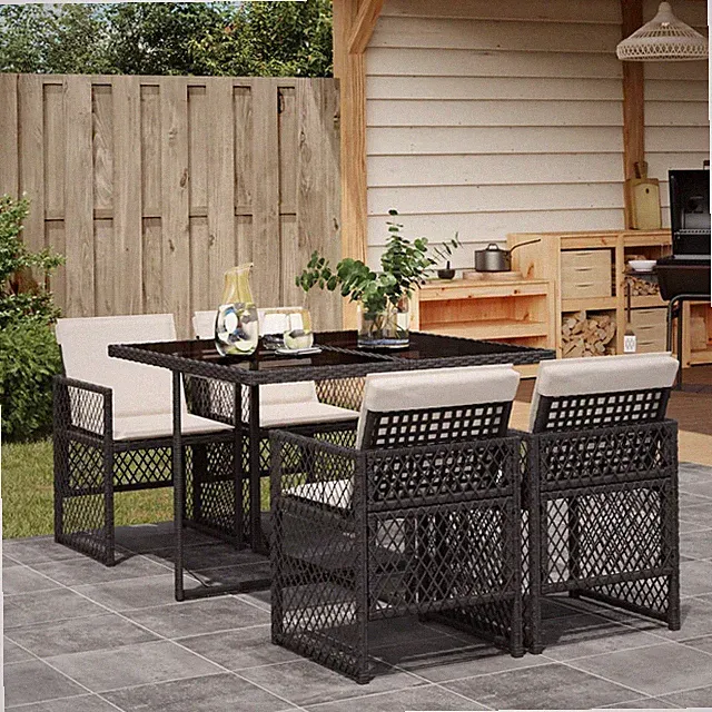 Garten-Essgruppe Outdoor Gartenmöbel Set Sofa Terrasse mit Kissen Poly Rattan