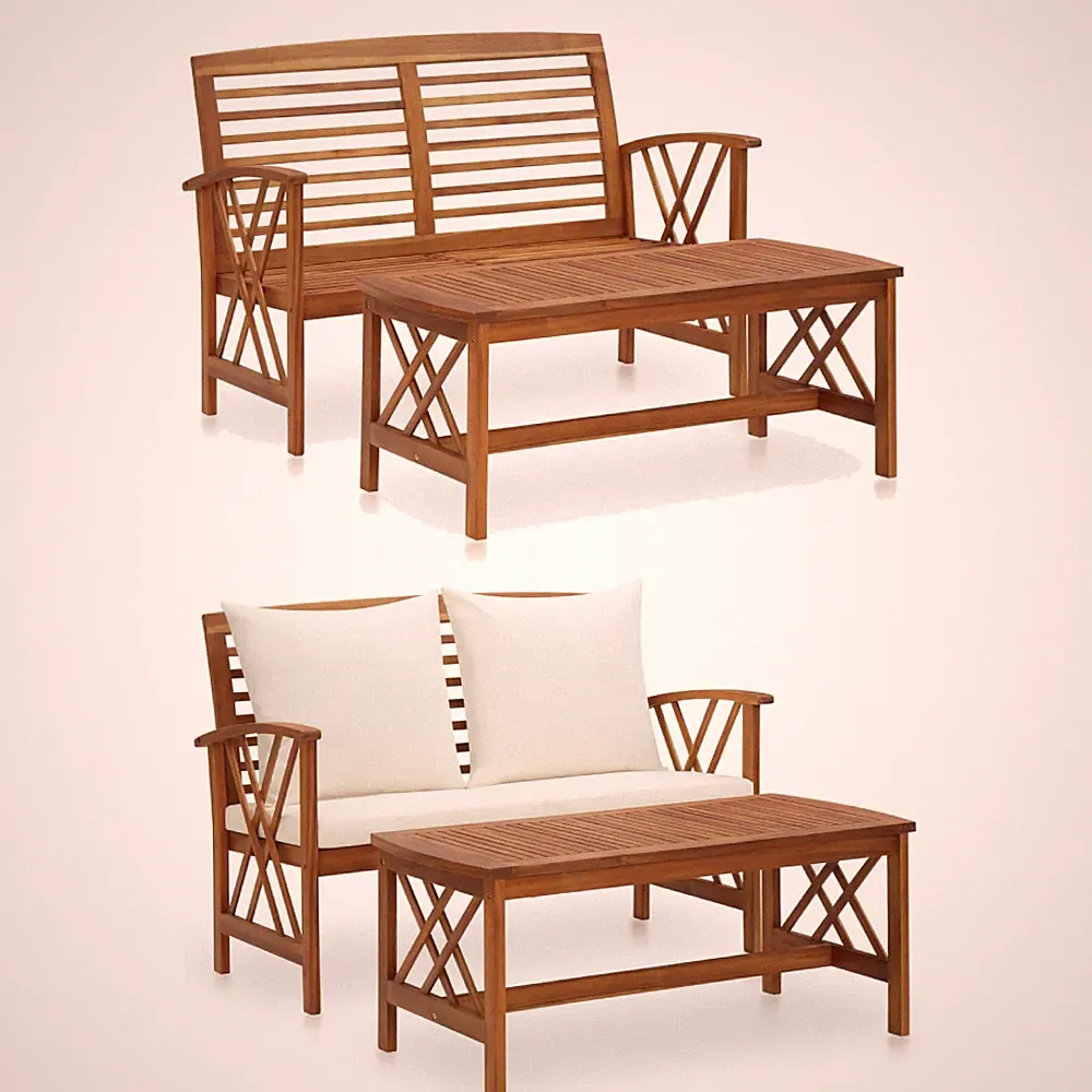 Garten-Lounge-Set Gartenmöbel Set Sofa Esstisch Sitzgruppen Massivholz Akazie
