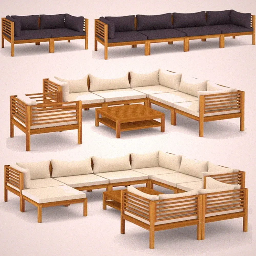 Garten Lounge Set Gartenmöbel Sofa Garnitur Sitzgruppe Massivholz Akazie vidaXL
